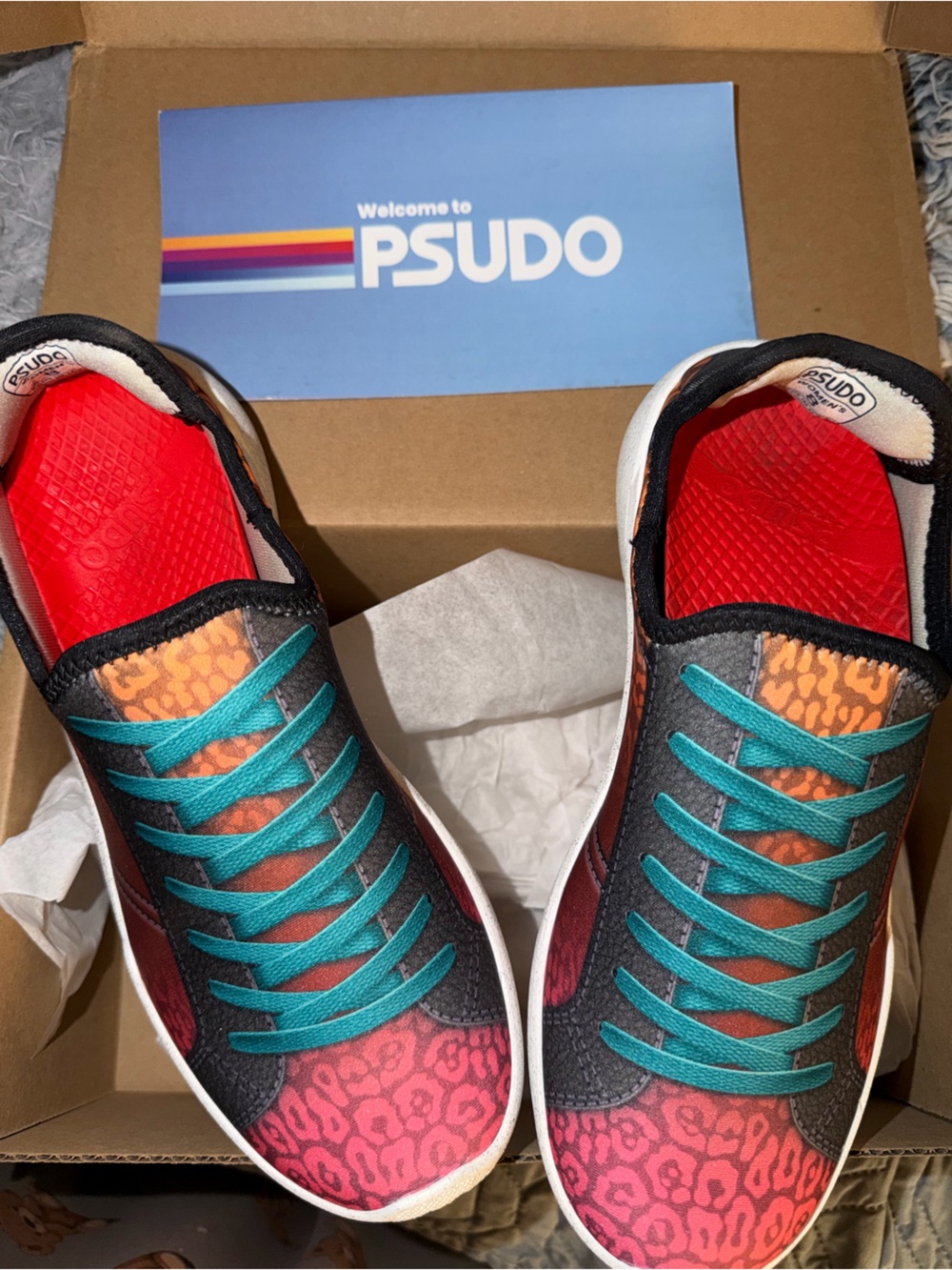 Men’s Red & Teal Low-Top Sneakers